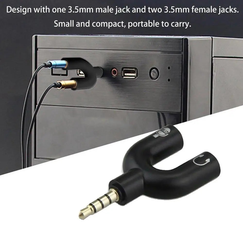 3,5mm Klinkenadapter U-Form – 2-in-1 Audio Splitter & Mikrofon Adapter