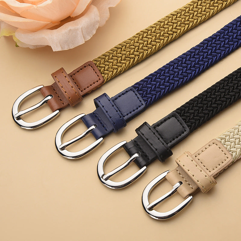 Children's Canvas Belt Unisex Military Training Pants Belt Women's Fashion Elastic Elastic Woven Lazy Belt