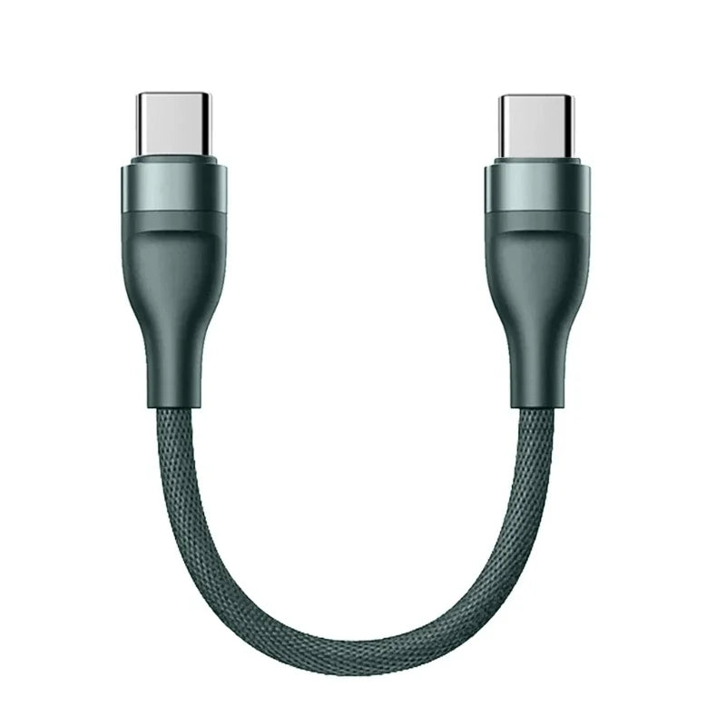 PD60W Type C to Type C Fast Charging Cable 0.25M Short Cable USB C Data Cord for Power Bank Phone Tablet Laptop Portable Charge