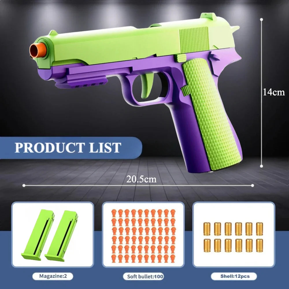 Toy Gun with Automatic Reloading Rebound Shell Ejecting Soft Foam Blaster for Shooting Games Education Model Toys for Kids Boys