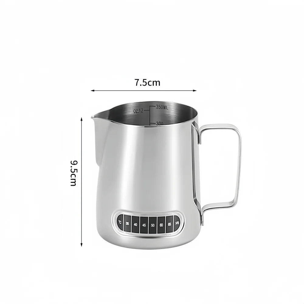Coffee Milk Frother Jug Temperature Sensing Patch Stainless Steel Accurate Scale Volume Control Advanced Professional CoffeeTool