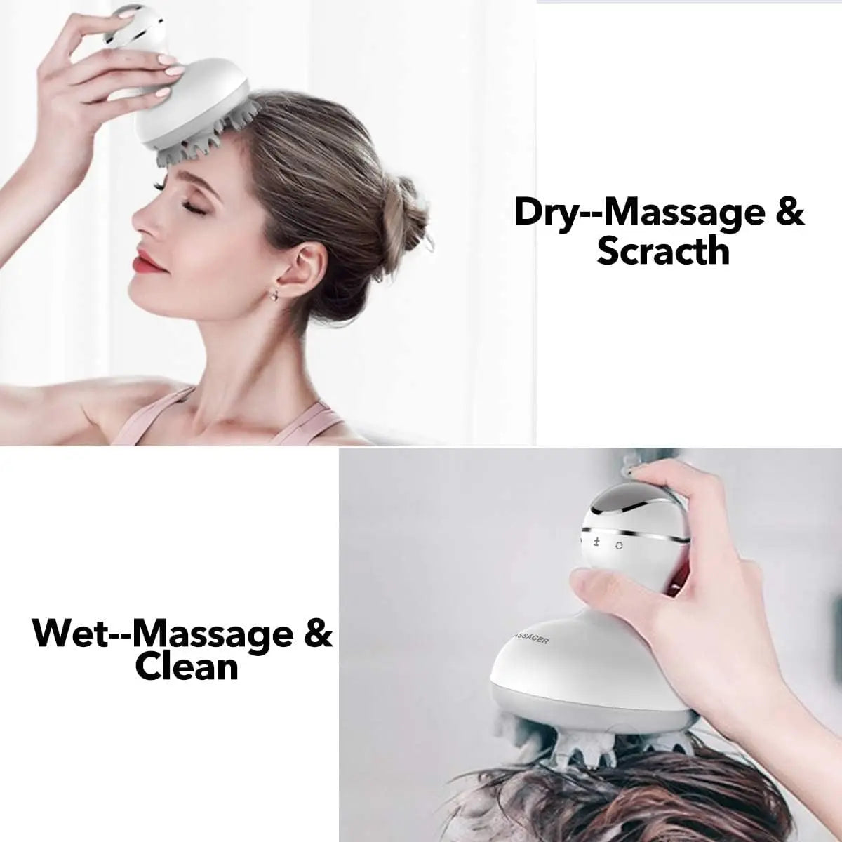 Cordless Scalp Massager with 4 Interchangeable Head Deep Cleanse Stress Relax Tool for Hair Growth Body Muscle Relaxation