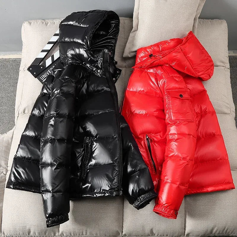 Shiny Bubble Thick Parka Winter Shiny Brand New Winter Fashion Clothing Hooded Man Jackets Short Male Quilted Padded Coat