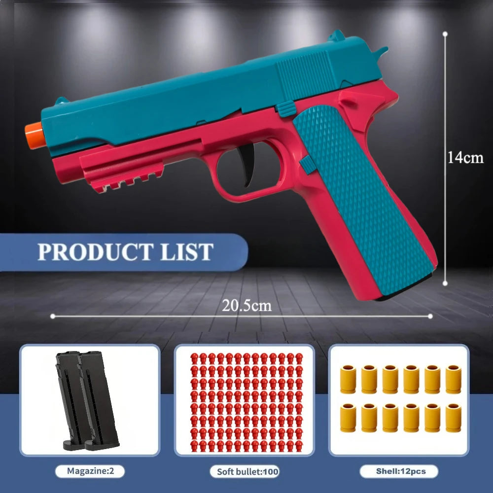 Toy Gun with Automatic Reloading Rebound Shell Ejecting Soft Foam Blaster for Shooting Games Education Model Toys for Kids Boys