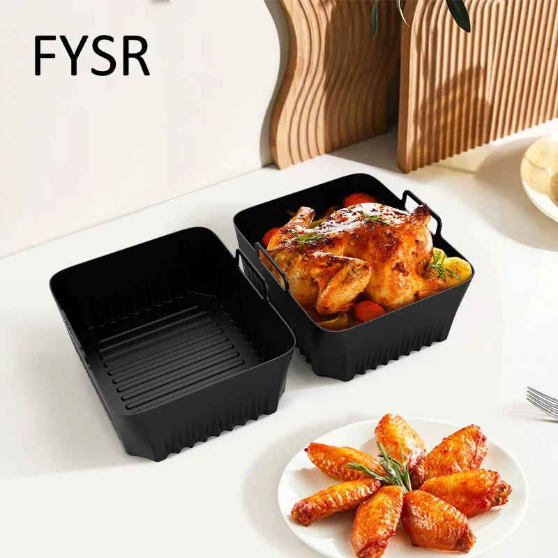 Air Fryer Tray Silicone Mold for Ninja Air Fryer Liner Basket Reusable Oven Baking Tray Non-Stick Silicone Air Fryer Liner