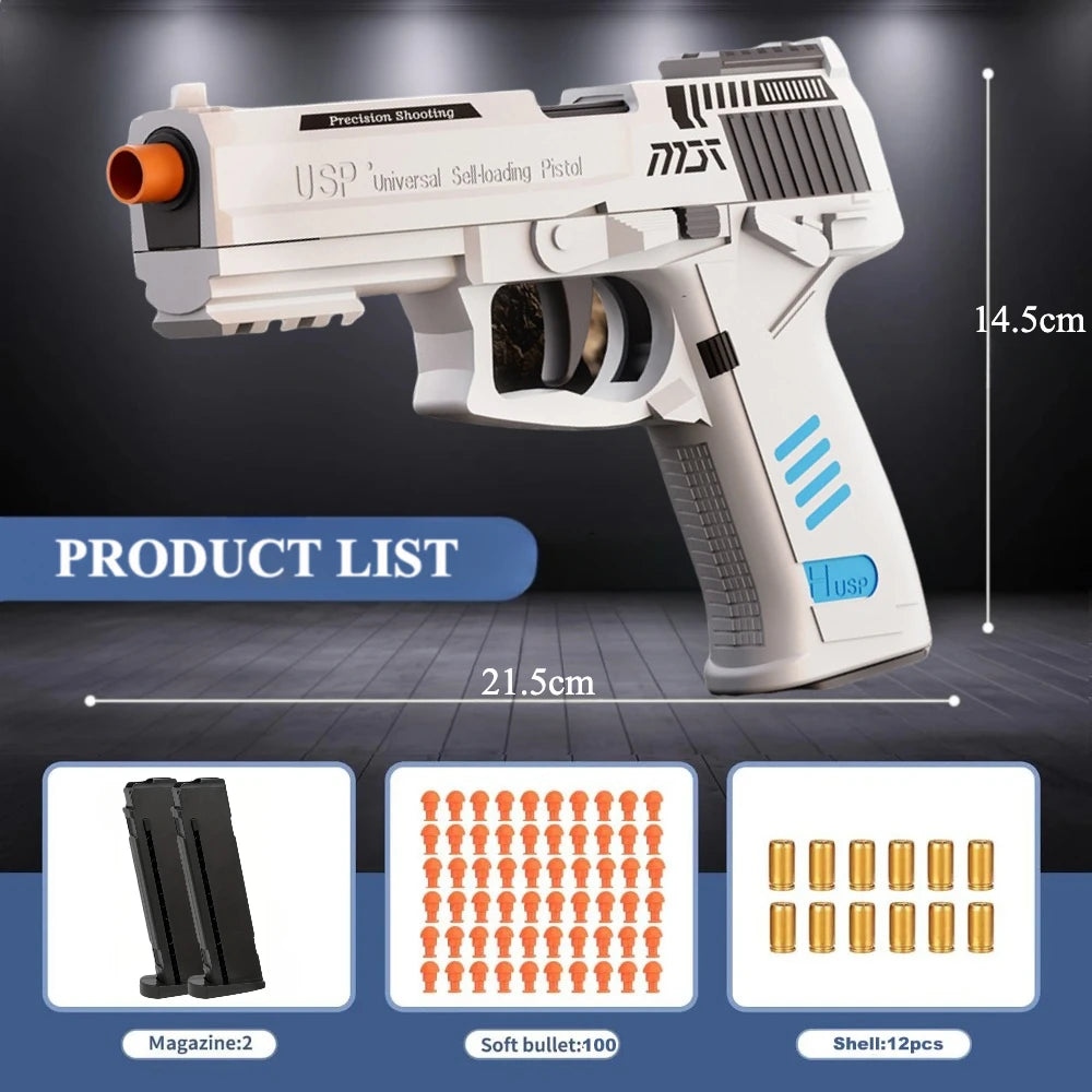 Toy Gun with Automatic Reloading Rebound Shell Ejecting Soft Foam Blaster for Shooting Games Education Model Toys for Kids Boys