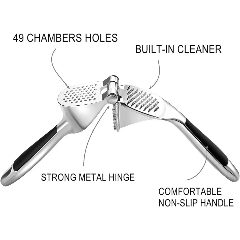 Hand Press Garlic Crusher Easy To Squeeze and Clean Soft and Easy To Squeeze Handle Zinc Alloy Garlic Chopper and Crusher