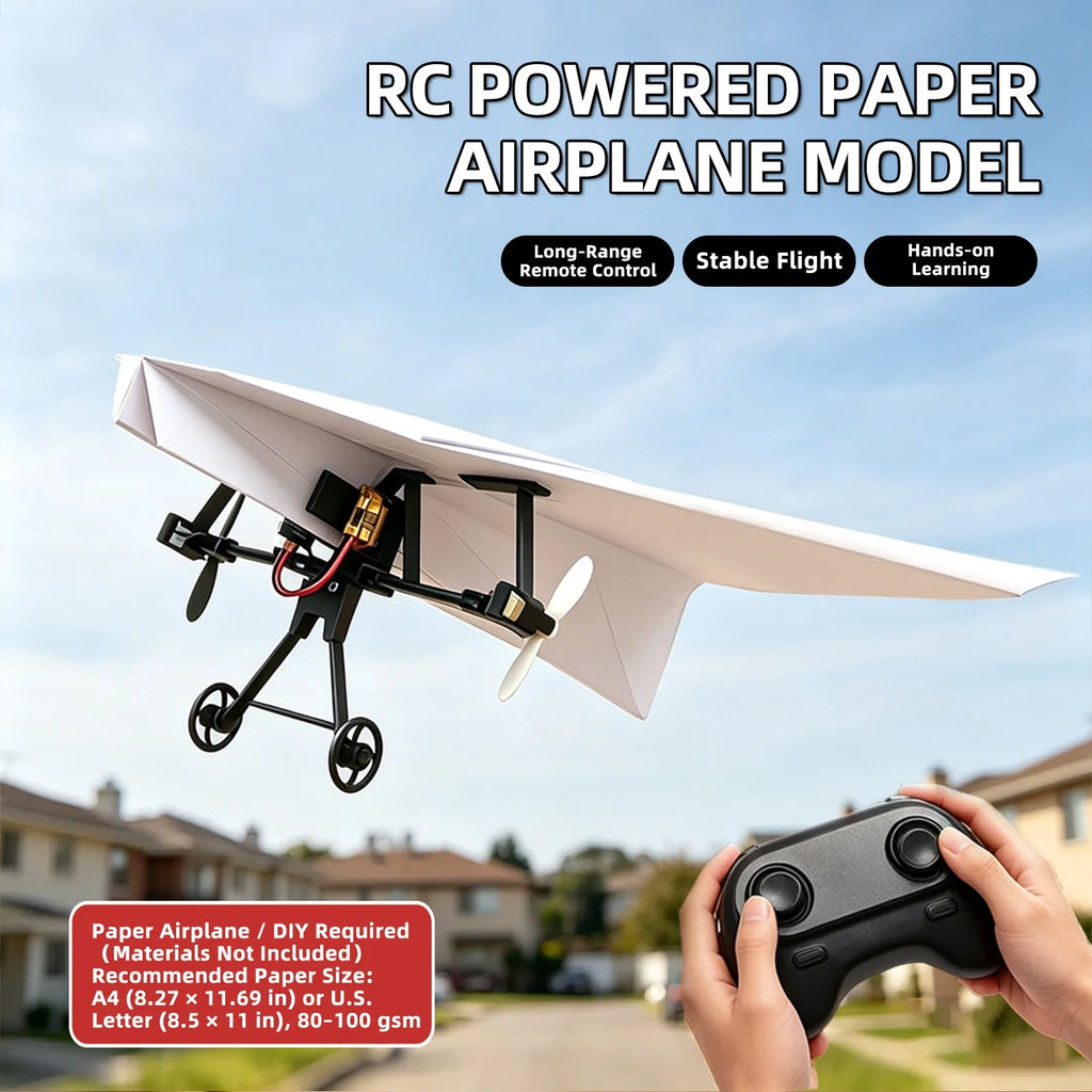 Remote Control Paper Airplane Electric Power Kit Diy Foldable Long Range Stable Flight Ultra Lightweight  Plane Outdoor Toy