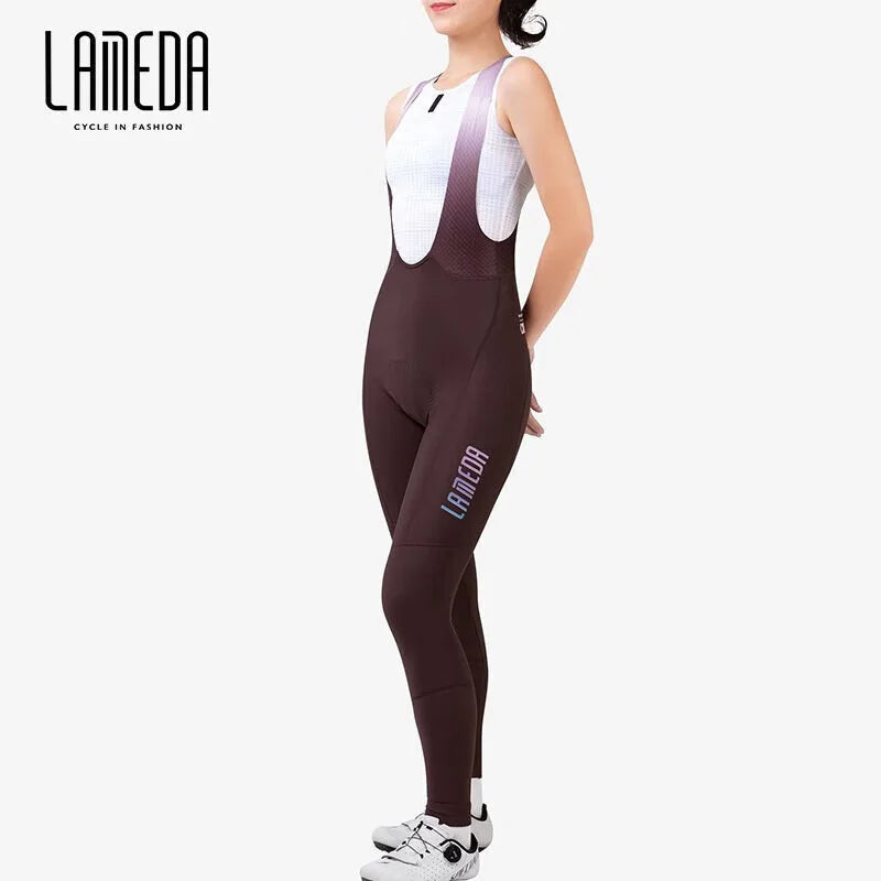Lameda Top-selling Women Fleece Cycling Bib Tights Warm Breathable Abrasion-resistant Outdoor Gym Pants