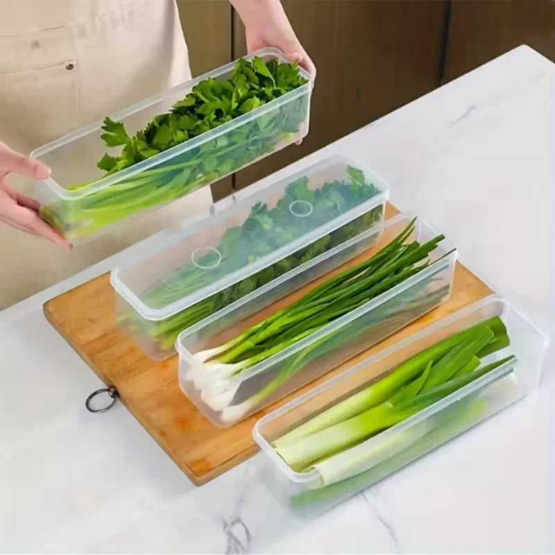 1/2/4 PCS Long Rectangular Food Storage Containers, Plastic Reusable Refrigerator Organizer Boxes Kitchen Accessories