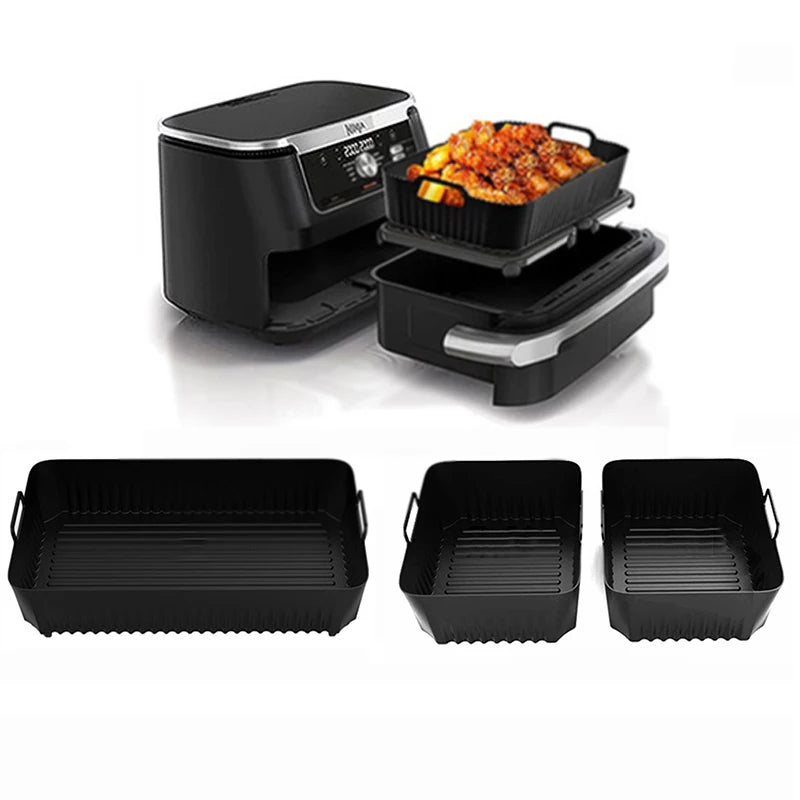Air Fryer Tray Silicone Mold for Ninja Air Fryer Liner Basket Reusable Oven Baking Tray Non-Stick Silicone Air Fryer Liner