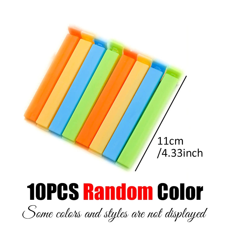 10PCS Colorful Sealing Clips 7/11cm Size Plastic Moisture-Proof Food Sealer Clamp Reusable Kitchen Storage Tools Home Supply ZYF