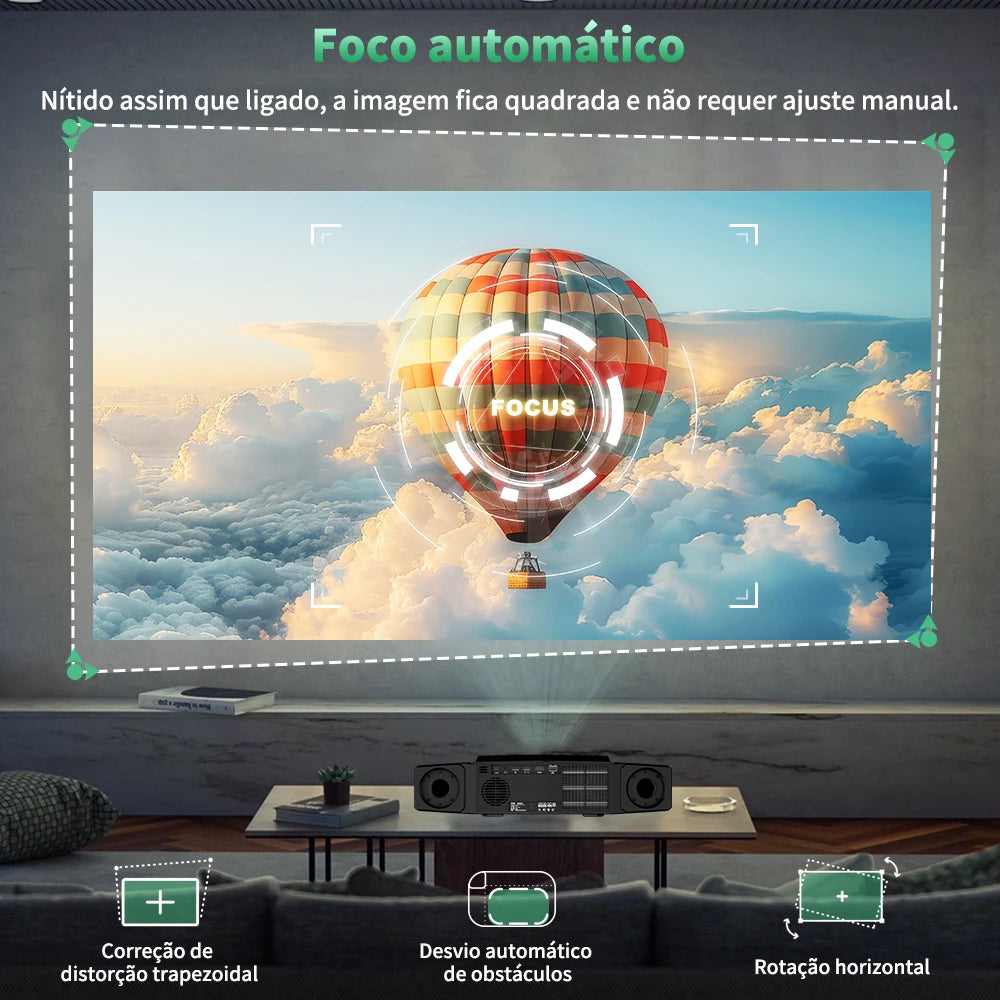 Projector DESS 4K HD com foco automático Wi-Fi de eixo duplo projetor Android 4K home theater projetor externo Android Duty Free