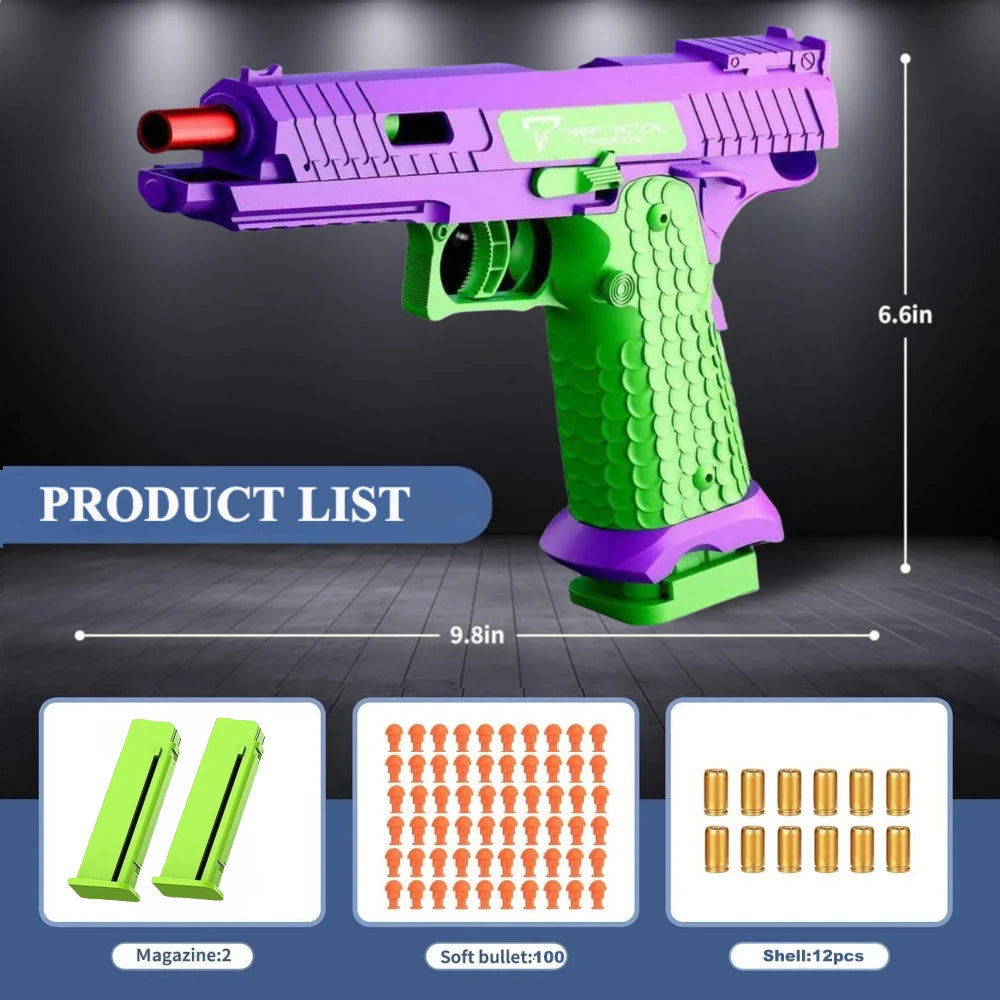 Toy Gun with Automatic Reloading Rebound Shell Ejecting Soft Foam Blaster for Shooting Games Education Model Toys for Kids Boys