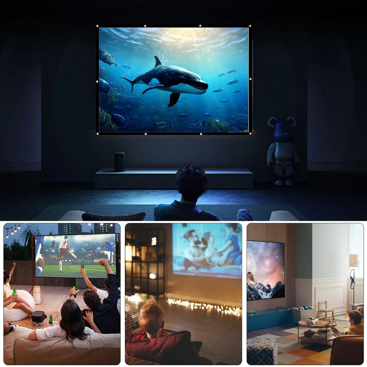 Outdoor Projector Screen Portable Foldable Video Equipment Roll-up Large Theater Screen for Indoor Camping RV Backyard
