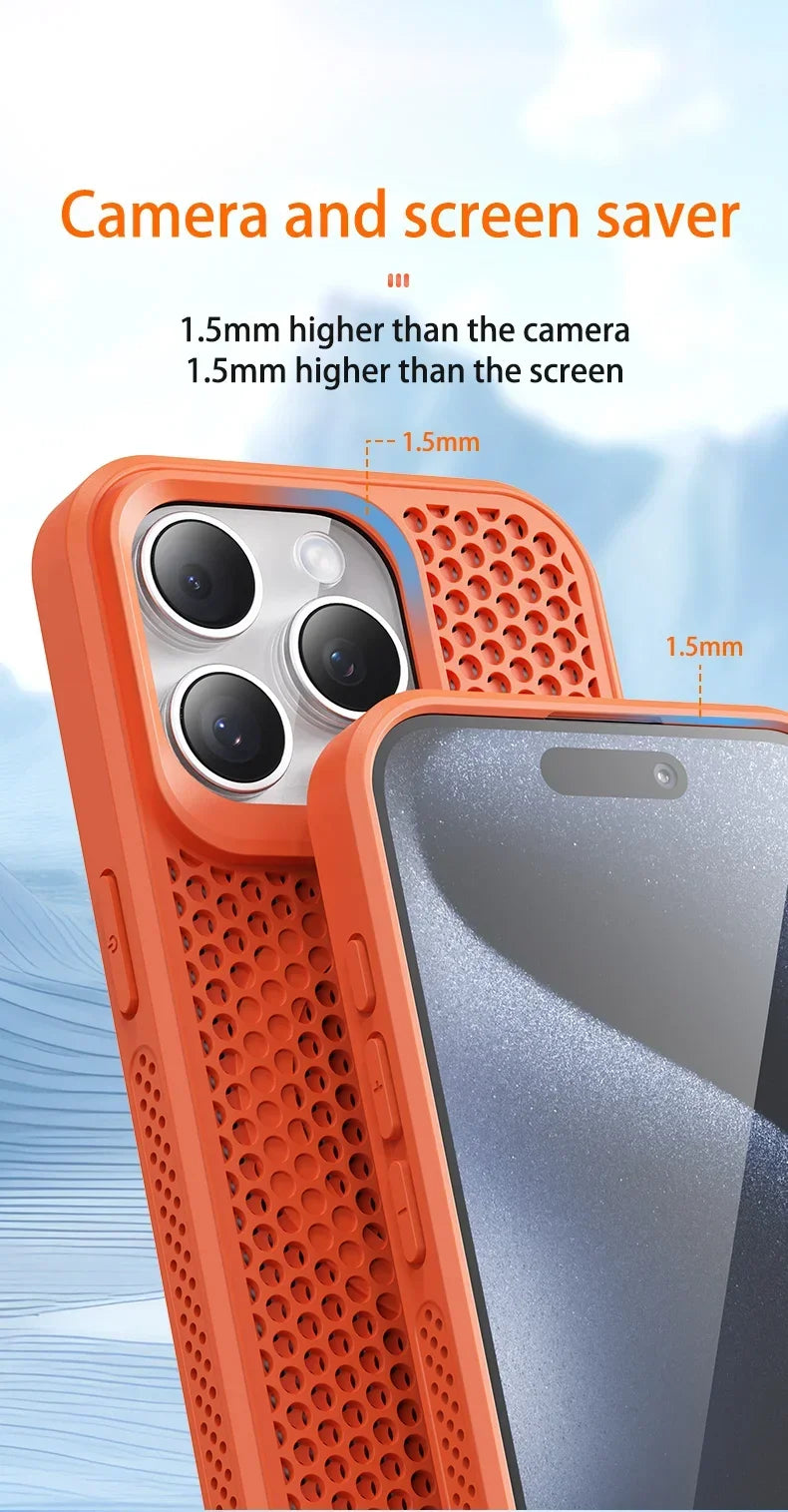 Cooling Heat Dissipation Phone Case For iPhone 17 18 16 15 14 13 12 11 Pro Max Breathable Hard Back Magnetic Cover For Magsafe