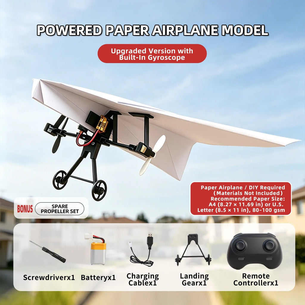Remote Control Paper Airplane Electric Power Kit Diy Foldable Long Range Stable Flight Ultra Lightweight  Plane Outdoor Toy