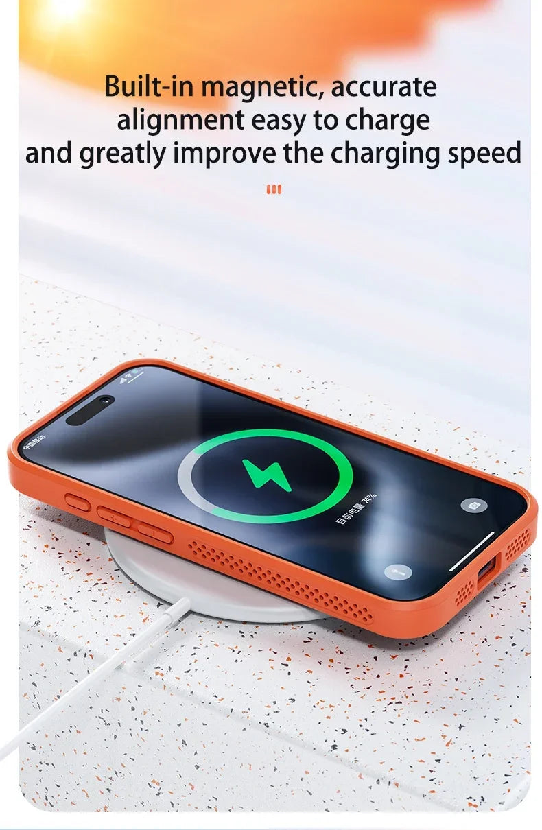 Cooling Heat Dissipation Phone Case For iPhone 17 18 16 15 14 13 12 11 Pro Max Breathable Hard Back Magnetic Cover For Magsafe