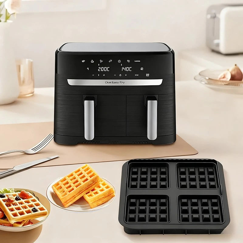 Square Waffle Maker Mold for Air Fryer, Non-Stick Baking Tray Compatible with 4-7QT,for Belgian Waffles,Pancakes,Dishwasher Safe
