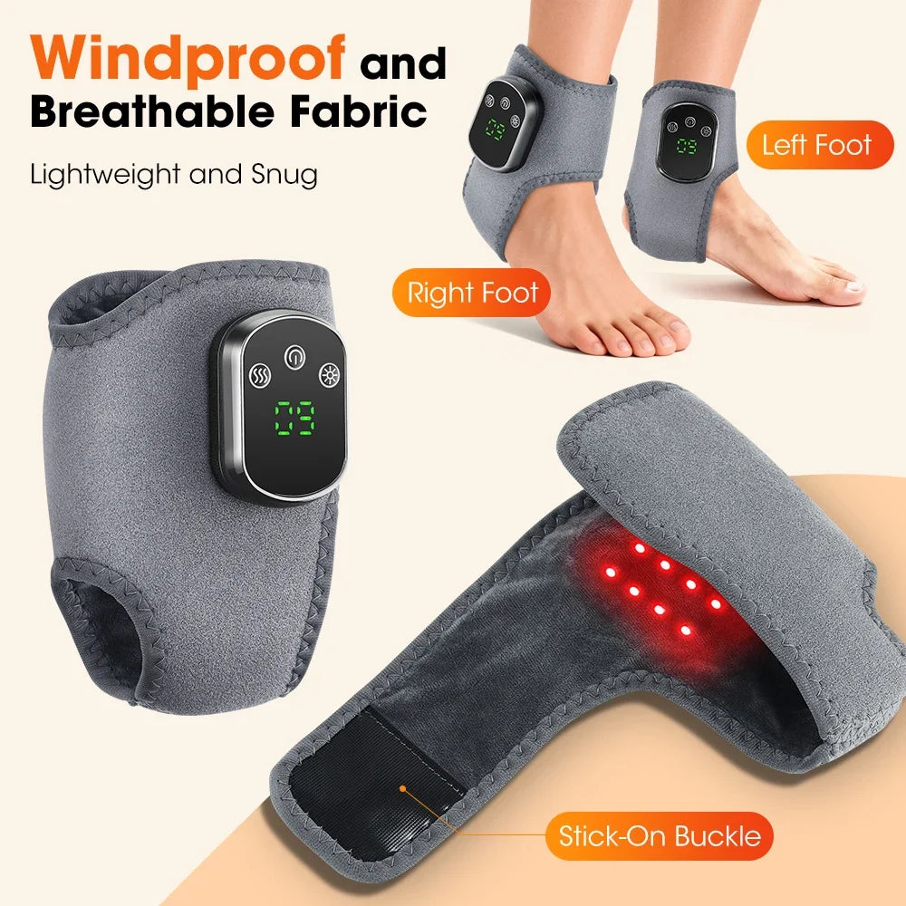 Infrarot Knöchelband mit Rotlicht – 5 Wärmestufen, 3 Vibrationsmodi, 40 LEDs