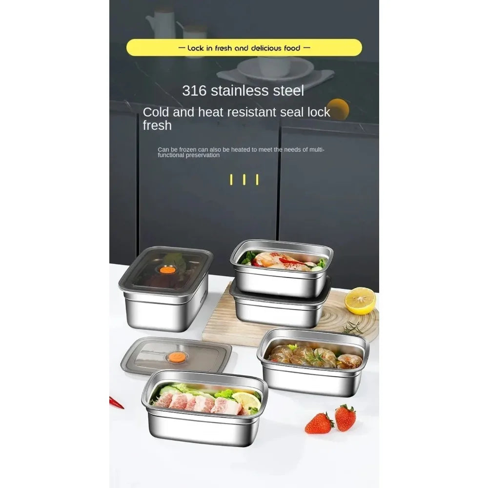 High Quality Stainless Steel Camping Lunch Box Sealed Freezer Storage Box Leak-proof Microwave Suitable Bento Box