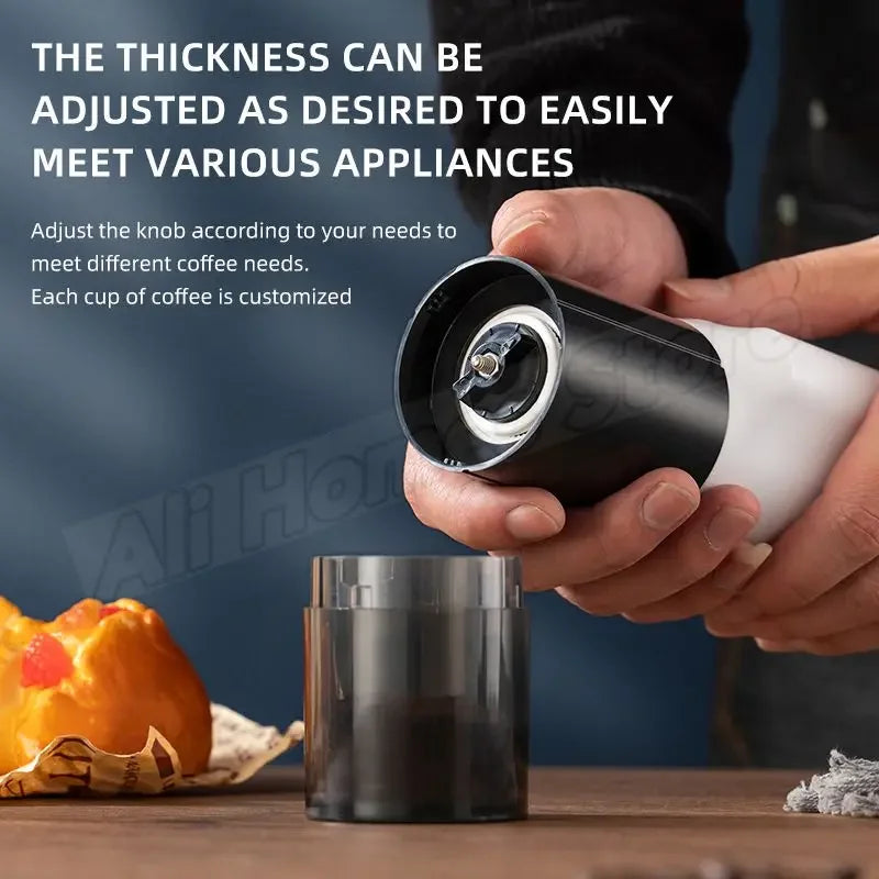 Portable Electric Coffee Grinder Ceramic Conical Burr USB Rechargeable Adjustable Automatic Bean Mill Espresso Drip Travel Home