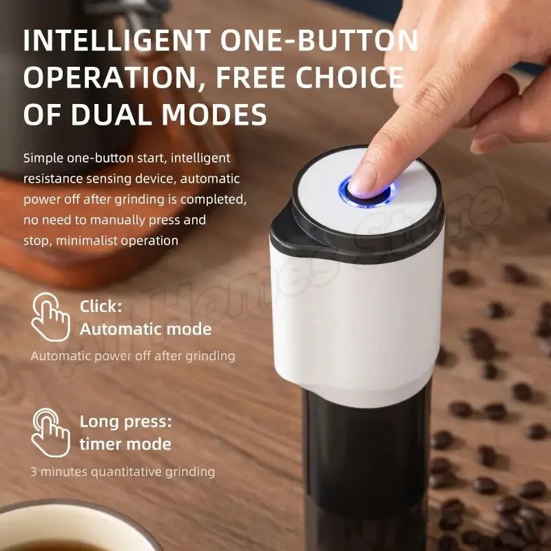 Portable Electric Coffee Grinder Ceramic Conical Burr USB Rechargeable Adjustable Automatic Bean Mill Espresso Drip Travel Home