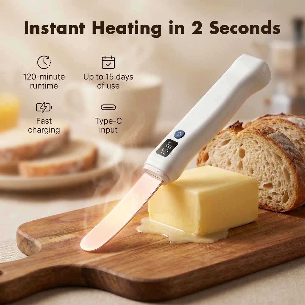 Elektrisches Buttermesser USB – Beheizt für kalte Butter, Käse & Aufstriche