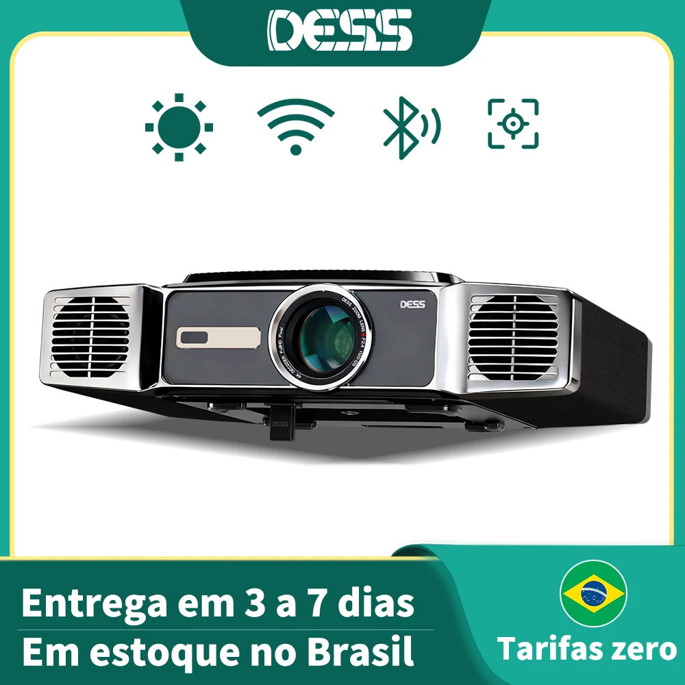 Projector DESS 4K HD com foco automático Wi-Fi de eixo duplo projetor Android 4K home theater projetor externo Android Duty Free