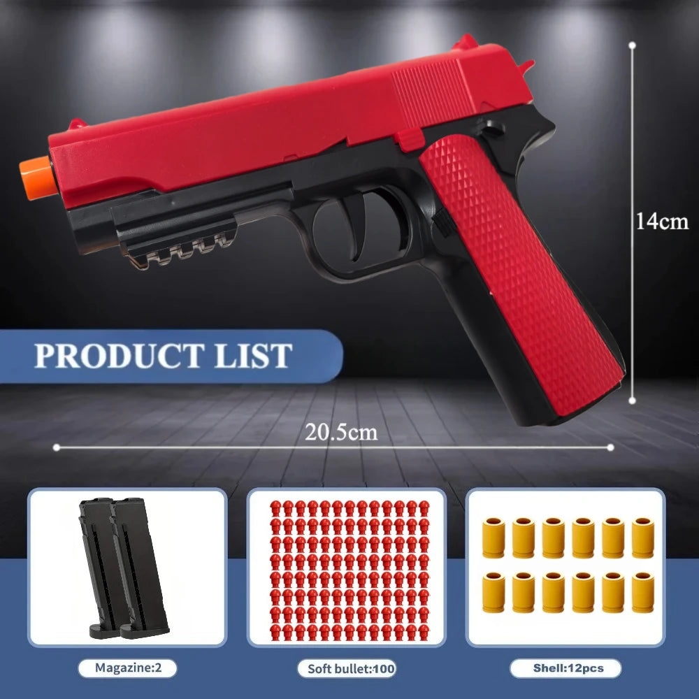 Toy Gun with Automatic Reloading Rebound Shell Ejecting Soft Foam Blaster for Shooting Games Education Model Toys for Kids Boys