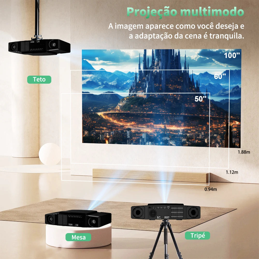 Projector DESS 4K HD com foco automático Wi-Fi de eixo duplo projetor Android 4K home theater projetor externo Android Duty Free