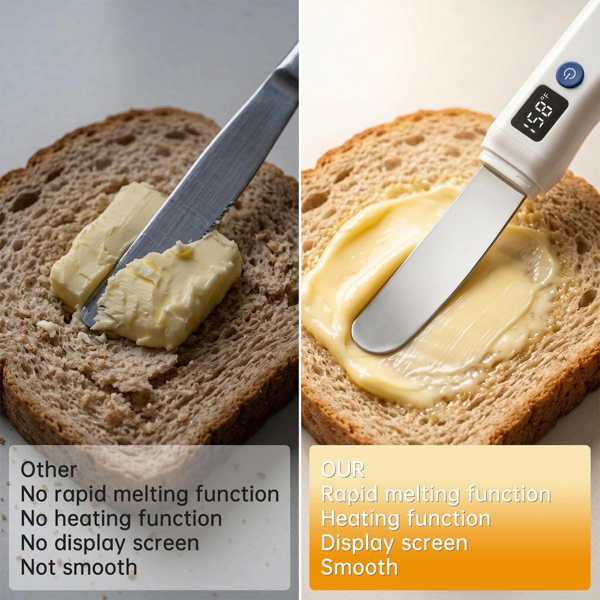 Elektrisches Buttermesser USB – Beheizt für kalte Butter, Käse & Aufstriche