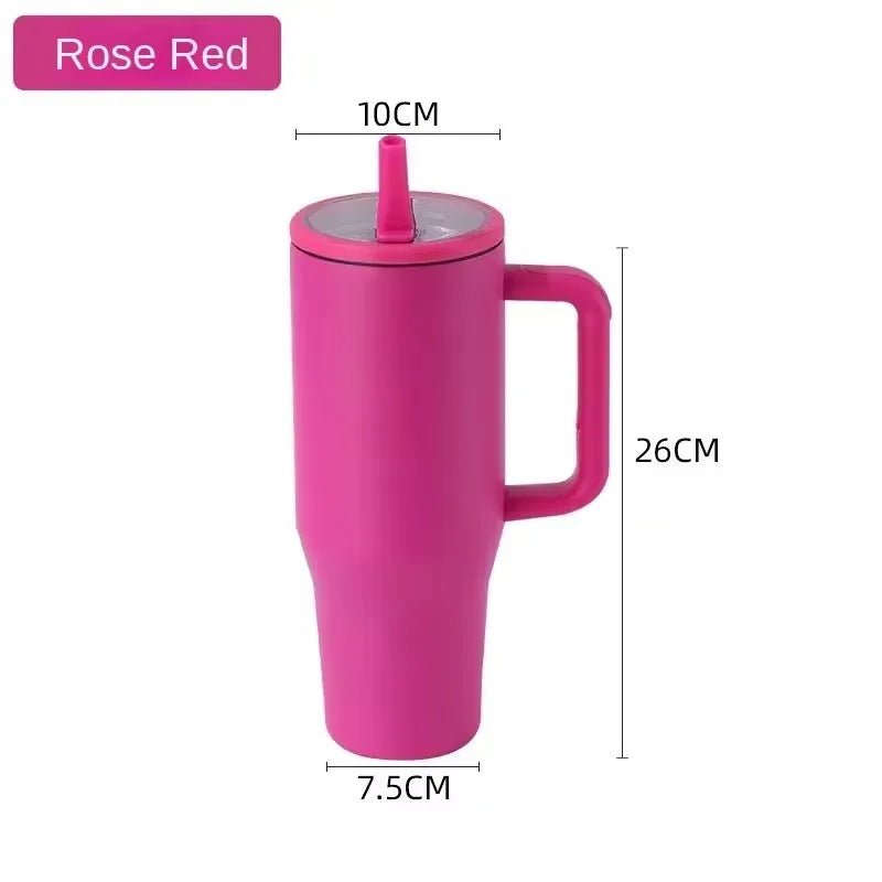 40 oz Insulated Tumbler with Handle Straw Double Wall Vacuum Leakproof Thermal Iced Travel Mug Hot Drink Coffee Cup with Lid