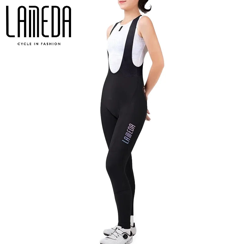 Lameda Top-selling Women Fleece Cycling Bib Tights Warm Breathable Abrasion-resistant Outdoor Gym Pants
