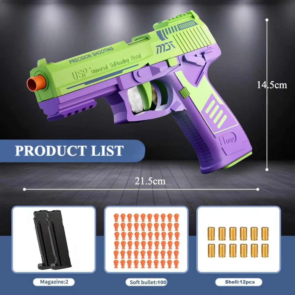 Toy Gun with Automatic Reloading Rebound Shell Ejecting Soft Foam Blaster for Shooting Games Education Model Toys for Kids Boys