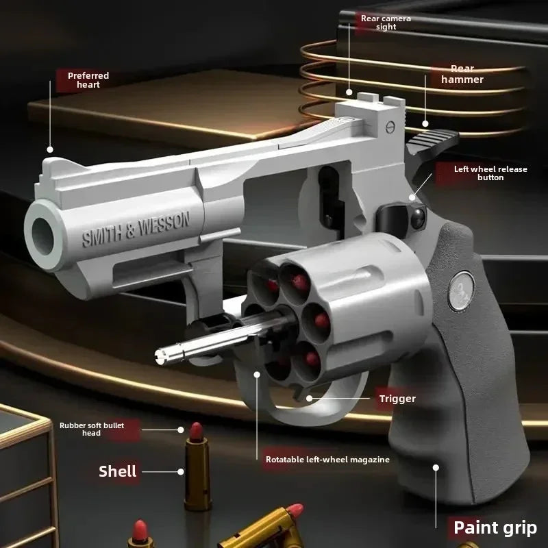 XX Continuous Firing ZP5 357 Revolver Launcher Pistol Soft Dart Bullet Toy Gun CS Outdoor Battle Game For Kids Adult Play