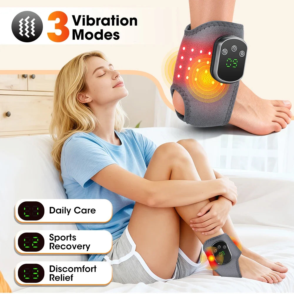 Infrarot Knöchelband mit Rotlicht – 5 Wärmestufen, 3 Vibrationsmodi, 40 LEDs