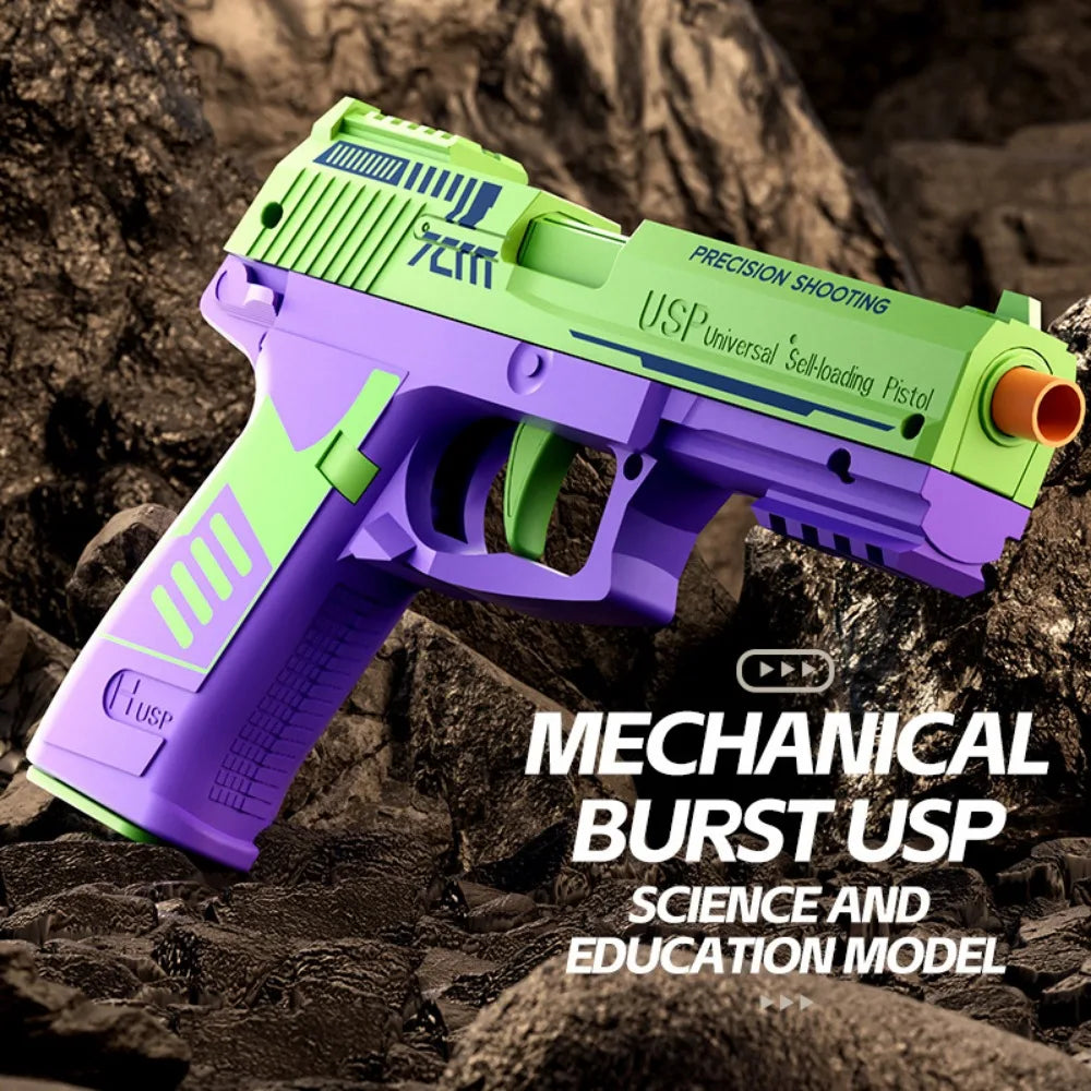 Toy Gun with Automatic Reloading Rebound Shell Ejecting Soft Foam Blaster for Shooting Games Education Model Toys for Kids Boys