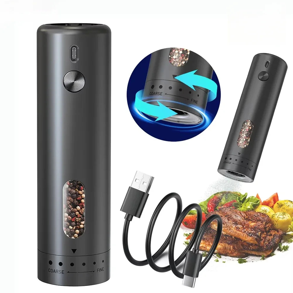Rechargeable Electric Salt and Pepper Grinder Kitchen Accessories Adjustable Coarseness Automatic Spice Grinders Cooking Tools