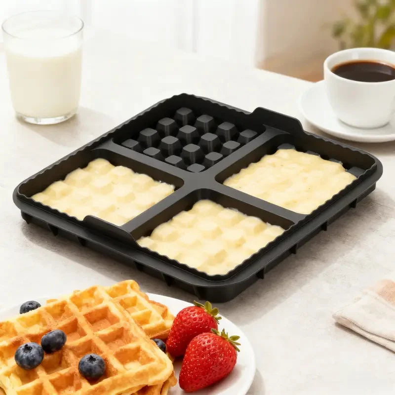 Square Waffle Maker Mold for Air Fryer, Non-Stick Baking Tray Compatible with 4-7QT,for Belgian Waffles,Pancakes,Dishwasher Safe