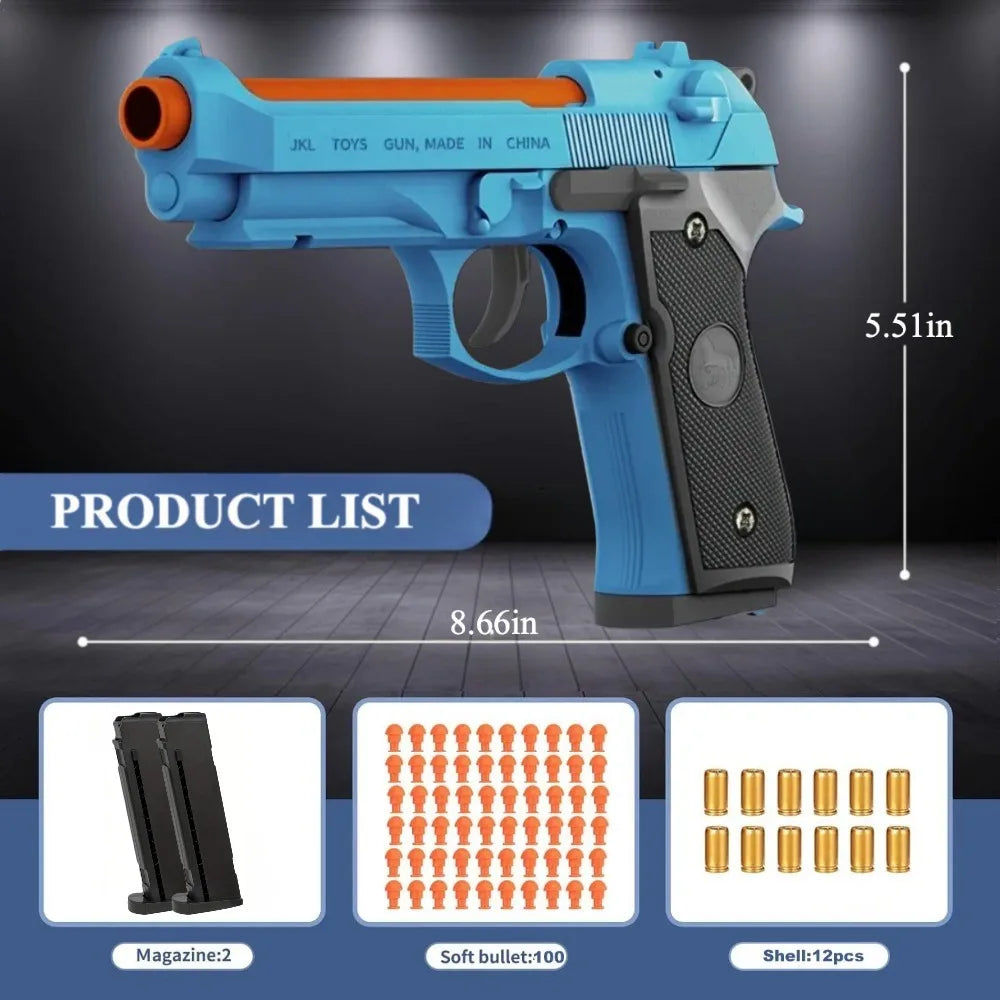 Toy Gun with Automatic Reloading Rebound Shell Ejecting Soft Foam Blaster for Shooting Games Education Model Toys for Kids Boys