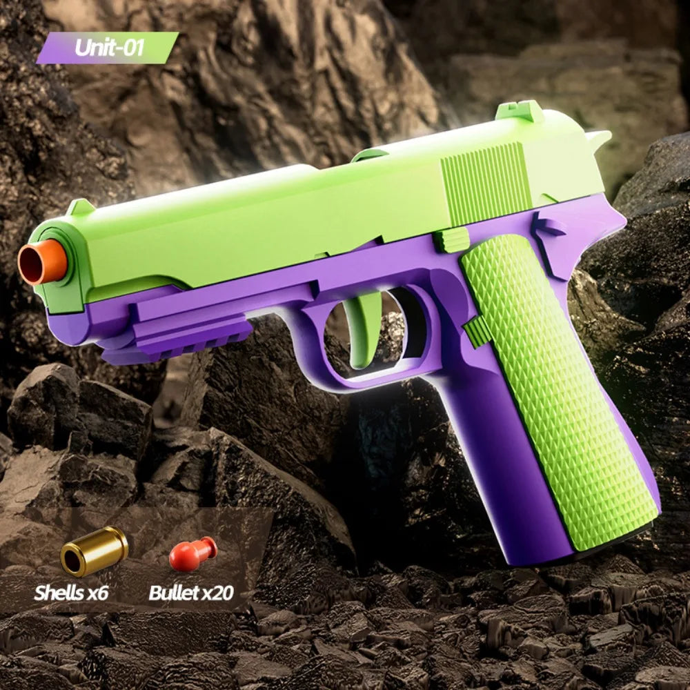 Toy Gun with Automatic Reloading Rebound Shell Ejecting Soft Foam Blaster for Shooting Games Education Model Toys for Kids Boys