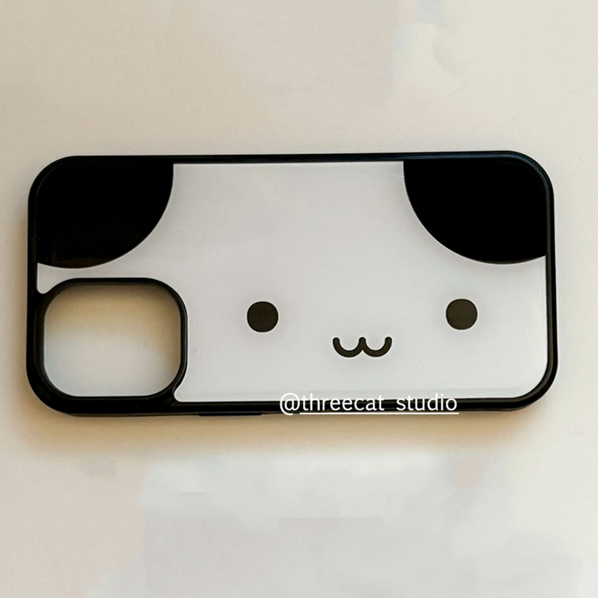 Korean Ins Cute Panda Face Phone Case for IPhone 11 12 13 14 15 16 17 Pro Max X XR 16 Plus Luxury Black Border Cover Case Bumper