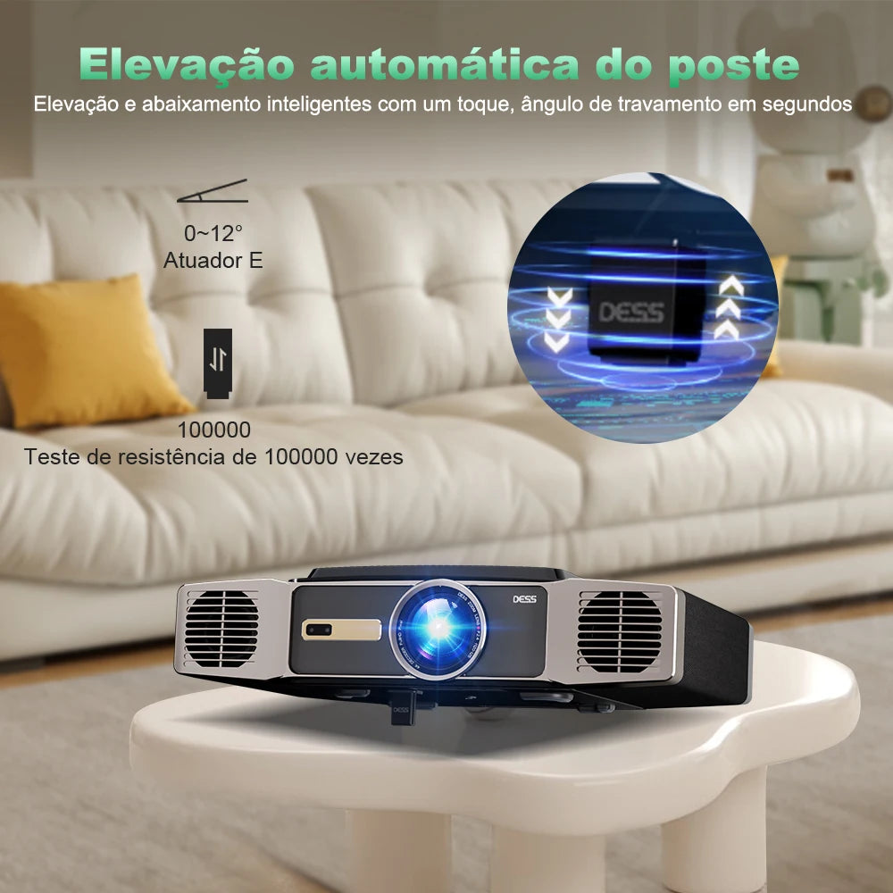 Projector DESS 4K HD com foco automático Wi-Fi de eixo duplo projetor Android 4K home theater projetor externo Android Duty Free