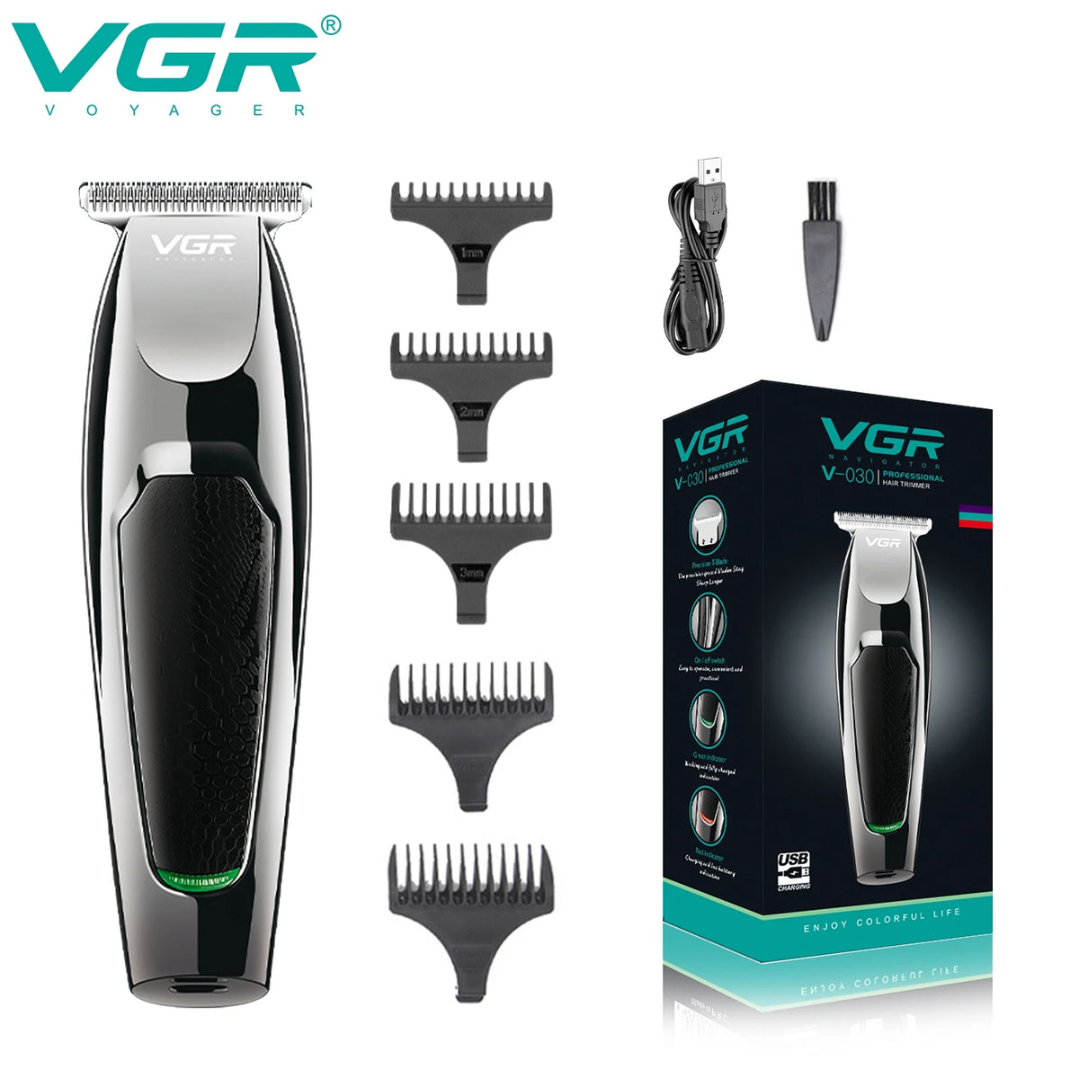 VGR Hair Trimmer Electric Hair Clipper Barber Cordless Hair Cutting Machine Mini Haircut Edgers Cutter Clipper for Men V-030