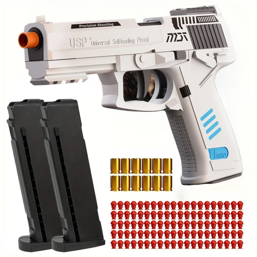 Toy Gun with Automatic Reloading Rebound Shell Ejecting Soft Foam Blaster for Shooting Games Education Model Toys for Kids Boys