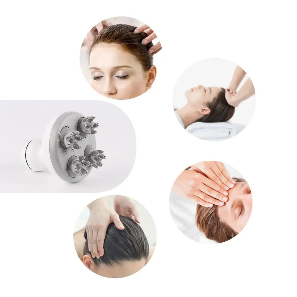 Cordless Scalp Massager with 4 Interchangeable Head Deep Cleanse Stress Relax Tool for Hair Growth Body Muscle Relaxation