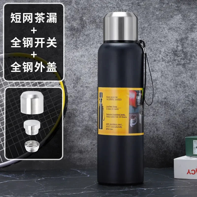 500/1000/1500ml Thermos Cup Stainless Steel Large Capacity Sports Water Bottle Vacuum Flask Portable Insulated Tumbler with Rope