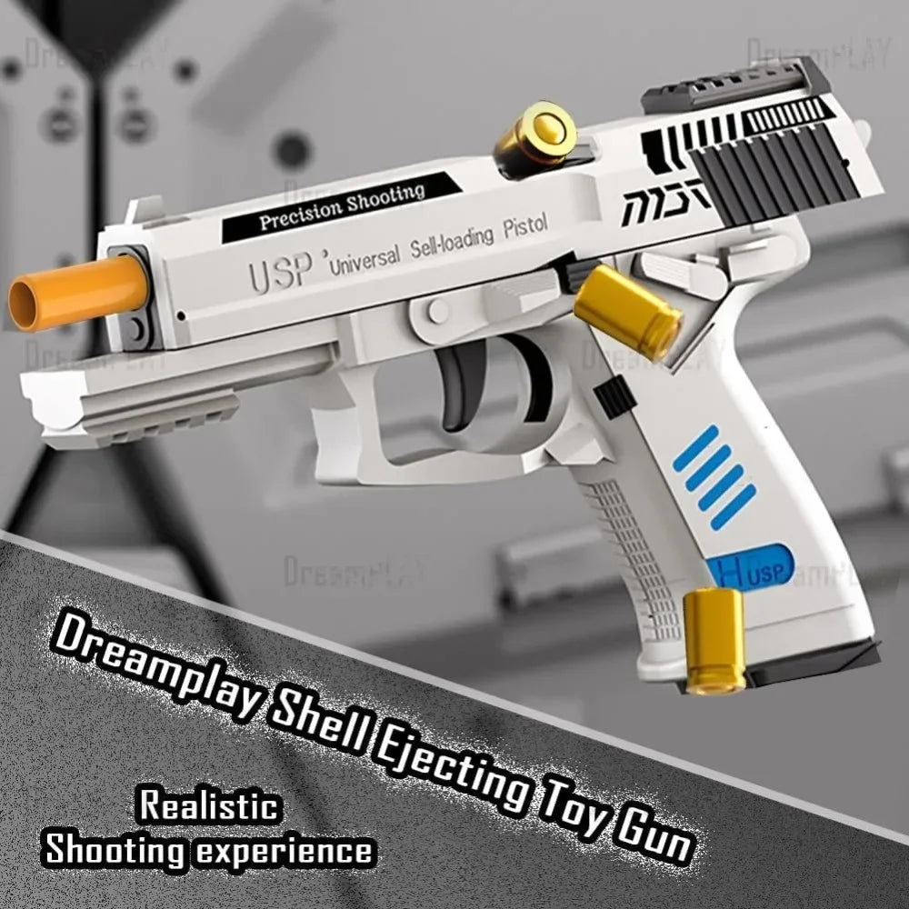 Toy Gun with Automatic Reloading Rebound Shell Ejecting Soft Foam Blaster for Shooting Games Education Model Toys for Kids Boys